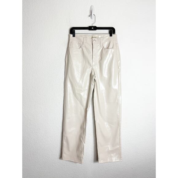 NWT Madewell The Perfect Vintage Straight Pant Size 27 Cream Faux Leather - Picture 3 of 13